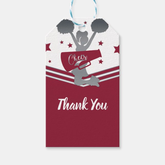 Etiqueta Para Presente Maroon & Silver Stars Cheer Head Party (Frente)