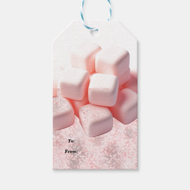 Etiqueta Para Presente Marshmallows Rosa Fluffy (Frente)