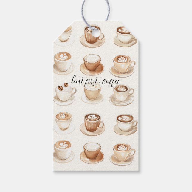 Etiqueta Para Presente Mas Primeiro, Xícaras de Café (Frente)