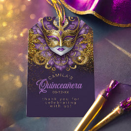 Etiqueta Para Presente Mascarada Quinceanera Purple V2 ID1031