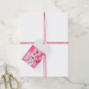 Etiqueta Para Presente Máscaras da árvore cor-de-rosa do White Christma