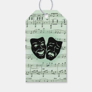 Etiqueta Para Presente Máscaras Gregas de Música Verde e Teatro