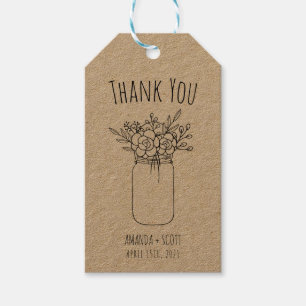 Etiqueta Para Presente Mason Jar Buquê Obrigado Tag De Favor De Casamento