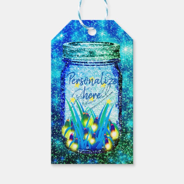 Etiqueta Para Presente Mason jar inseto de relâmpagos brilhando imã (Frente)
