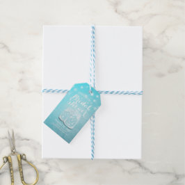 Etiqueta Para Presente Mason Jars String Luz Chá de panela Azul Flor