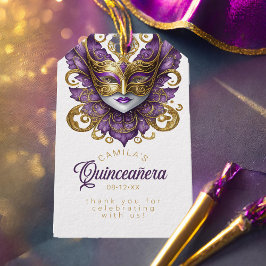 Etiqueta Para Presente Masquerade Quinceanera Roxo Dourado ID1031