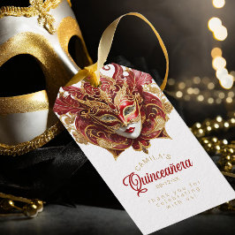 Etiqueta Para Presente Masquerade Quinceanera Vermelho Dourado ID1031