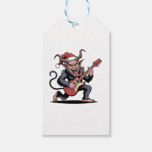 Etiqueta Para Presente Mau Krampus Tocando Violão Elétrico Xmas