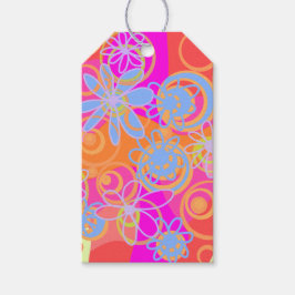 Etiqueta Para Presente Mazipoodles Bolhas Florais Azul Laranja Multirosa