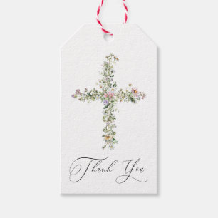 Etiqueta Para Presente Meadow wildflower cruzou Religião Obrigado