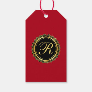 Etiqueta Para Presente Medalhão de Monogramas Elegante