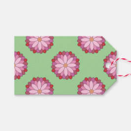 Etiqueta Para Presente Medalhão Verde-Asiático Pastel Rosa Floral