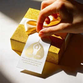 Etiqueta Para Presente Meditação de Instrutor Yoga Pose Bodhi Leaf Citaçõ