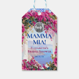 Etiqueta Para Presente Mediterranean Blue Tiles Pink Flowers Disco Ball