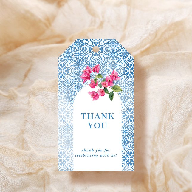 Etiqueta Para Presente Mediterranean tile pattern Thank you (Criador carregado)