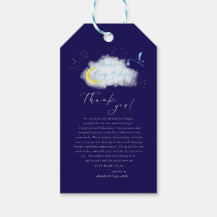 Etiqueta Para Presente Meia-noite Blue Starlit Baby Boy Stork