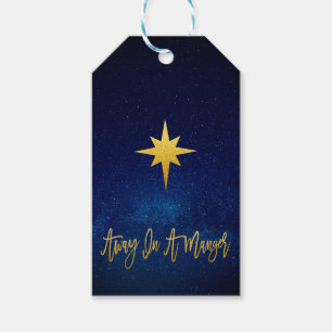 Etiqueta Para Presente Meia-Noite De Uma Estrela Dourada No Natal De Um B