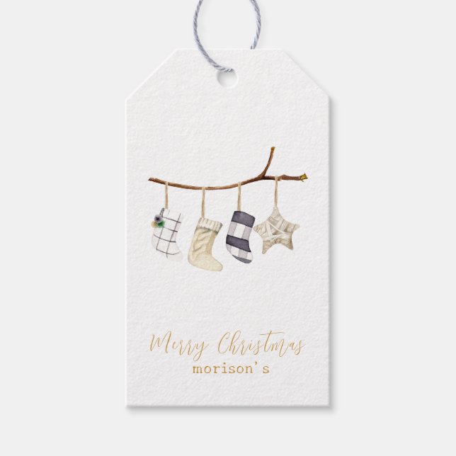 Etiqueta Para Presente Meias de aquarelas para o Natal Napkins (Frente)