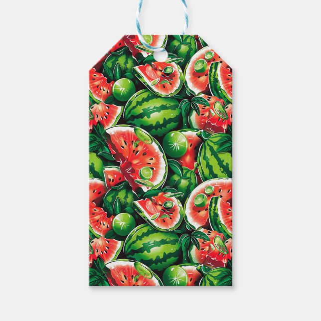 Etiqueta Para Presente Melancias, limões, folhas de melancia, limão peque (Frente)