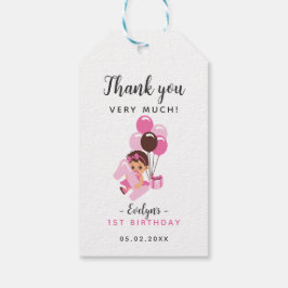 Etiqueta Para Presente Menina Bebê com Chupeta Primeiro Aniversário Obrig