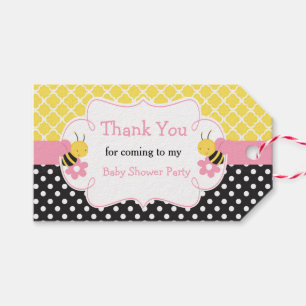 Etiqueta Para Presente Menina Bumble Bee Amarelo e Preto Obrigado Etiquet