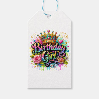 Etiqueta Para Presente Menina Colorida de Aniversário Real