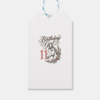 Etiqueta Para Presente Menina de Aniversário 11 Cavalo Floral Camisa Vint