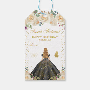 Etiqueta Para Presente Menina de Cabelo Loiro Floral Cremoso Doce Dezesse
