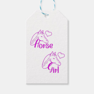 Etiqueta Para Presente Menina de Cavalo em Roxo com Fonte de Cabeça de Ca