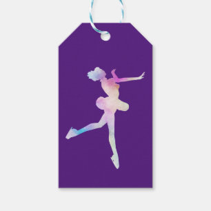 Etiqueta Para Presente Menina de Patinação no Gelo em Aquarela