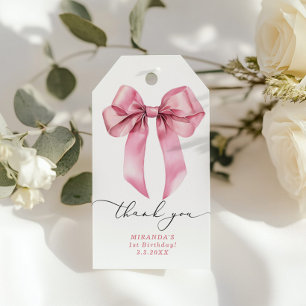 Etiqueta Para Presente Menina do Laço Rosa agradecimento de aniversário