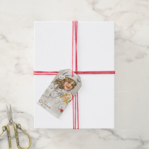 Etiqueta Para Presente Menina do Victorian do natal vintage com a boneca