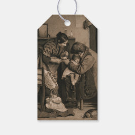 Etiqueta Para Presente Menina Doente Ajudada pelo Pai e Mãe