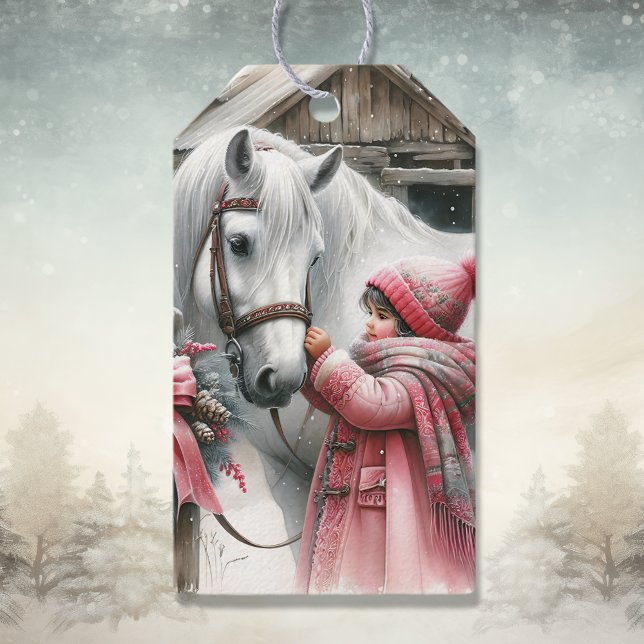 Etiqueta Para Presente Menina e o Natal Russo do Cavalo (Criador carregado)