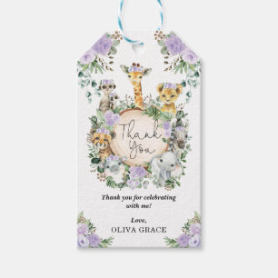 Etiqueta Para Presente Menina Floral Púrpura Da Selva Safari