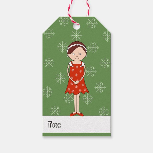 Etiqueta Para Presente Menina ilusima Natal Flocos de Neve (Frente)