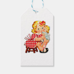 Etiqueta Para Presente Menina retro vintage boneca criança