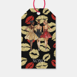Etiqueta Para Presente Meninas em Glam Gold Vestidos Pretos Vermelhos Bei