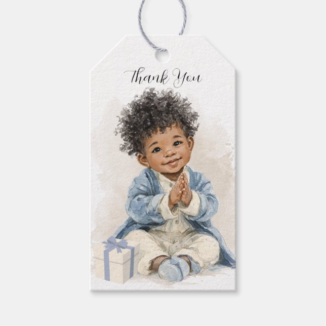Etiqueta Para Presente Menino Afro-Americano (Frente)