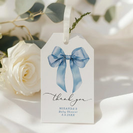 Etiqueta Para Presente Menino de laço azul Chuveiro de bebê obrigado