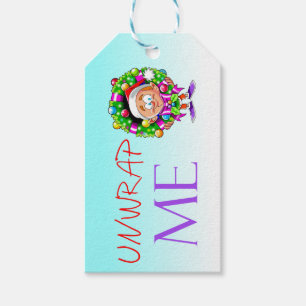 Etiqueta Para Presente Menino de Natal com Coroa de Natal Desembrulhe-me 