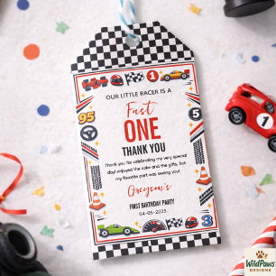 Etiqueta Para Presente Menino do Carro de Corrida Rápido 1º Festa de Aniv