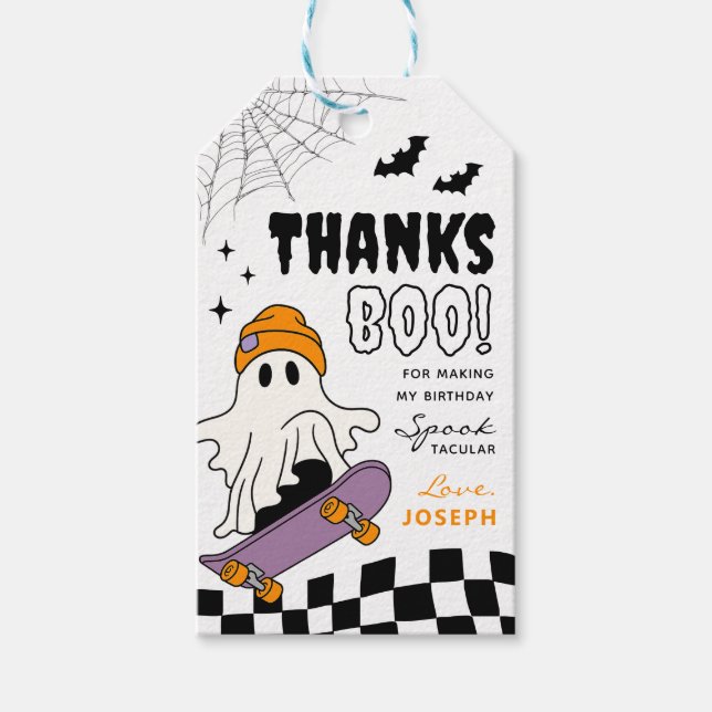 Etiqueta Para Presente Menino Spooky Halloween Aniversário Sags (Frente)