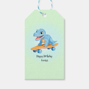 Etiqueta Para Presente Meninos da Festa de aniversário de skate de dinoss