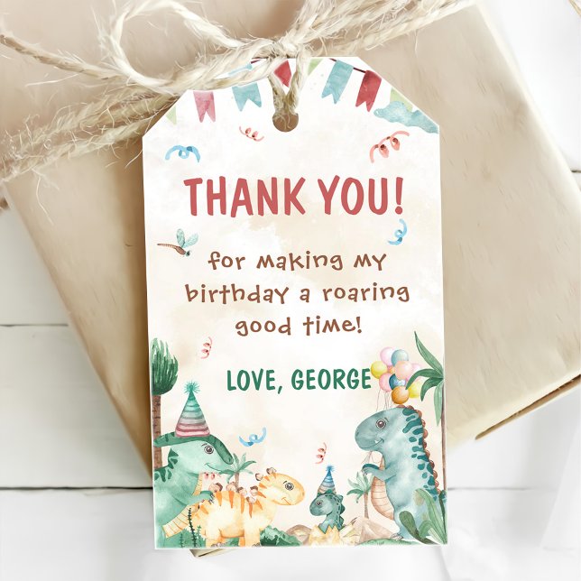 Etiqueta Para Presente Meninos Dinossauros Primeiro Aniversário (Criador carregado)
