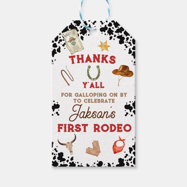 Etiqueta Para Presente Meninos Meu Primeiro primeiro aniversario Rodeio (Frente)