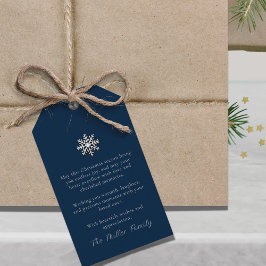 Etiqueta Para Presente Mensagem Personalizada do Floco de Neve Elegante