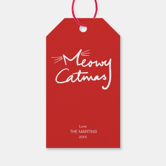 Etiqueta Para Presente Meowy Catmas Engraçado Natal (Frente)