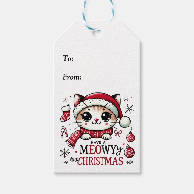 Etiqueta Para Presente Meowy Christmas (Frente)
