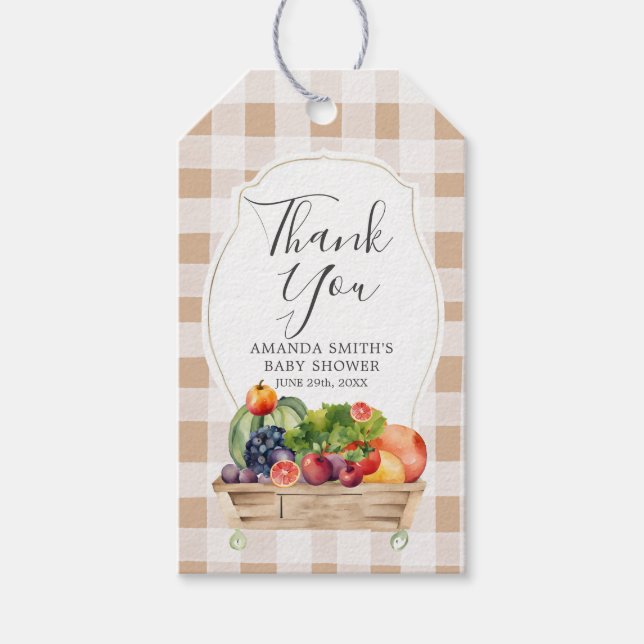 Etiqueta Para Presente Mercado de Veggies Cultivados Localmente Obrigado (Frente)